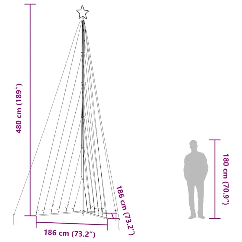 LED Kalėdų eglutė 789 LED Šaltai Balta 476 cm