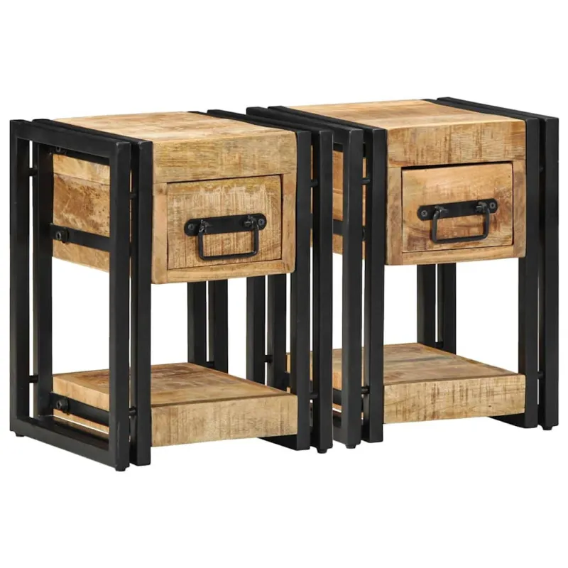 Šalia lovos spintelė 2 pcs 30 x 30 x 40 cm Kietas mango medis