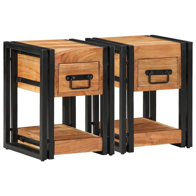 Šalia lovos spintelė su stalčių 2 pcs Ruda 30 x 30 x 40 cm