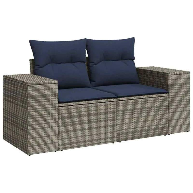Sofakokonaisuus tyynyine, 6 osaa, harmaa, polyrataska