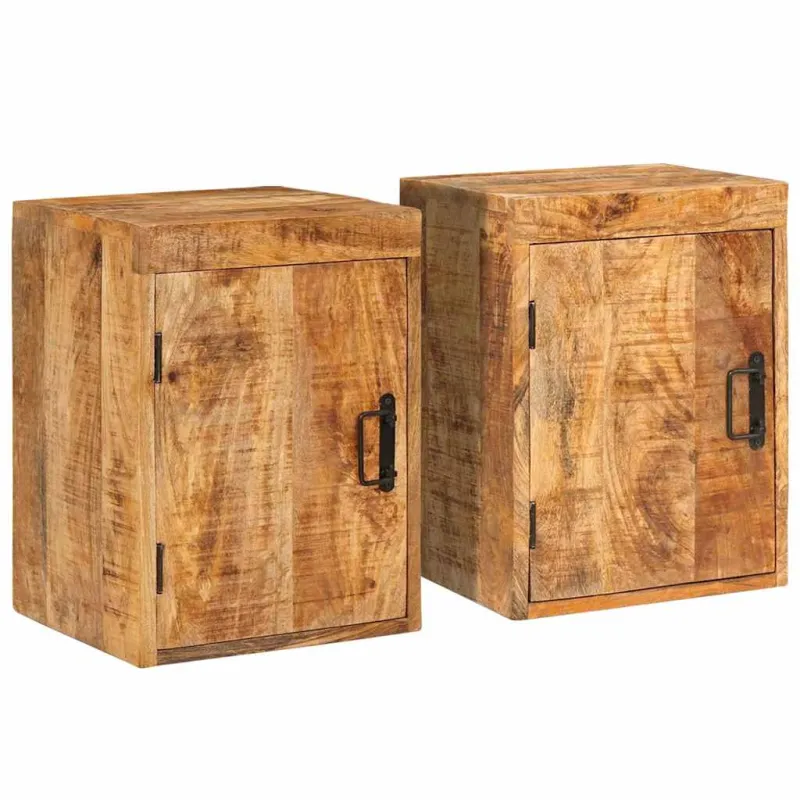Naktinis staliukas 2 pcs Ruda Kietas mango medis