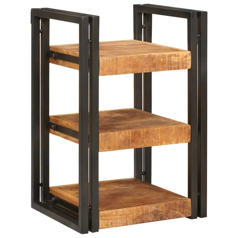 Naktinis staliukas 2 pcs Ruda ir juoda Kietas mango medis