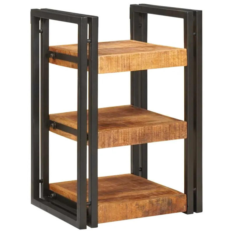 Naktinis staliukas 2 pcs Ruda ir juoda Kietas mango medis