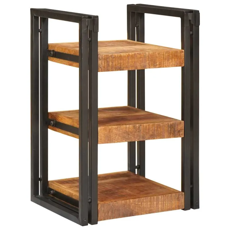 Naktinis staliukas 2 pcs Ruda ir juoda Kietas mango medis