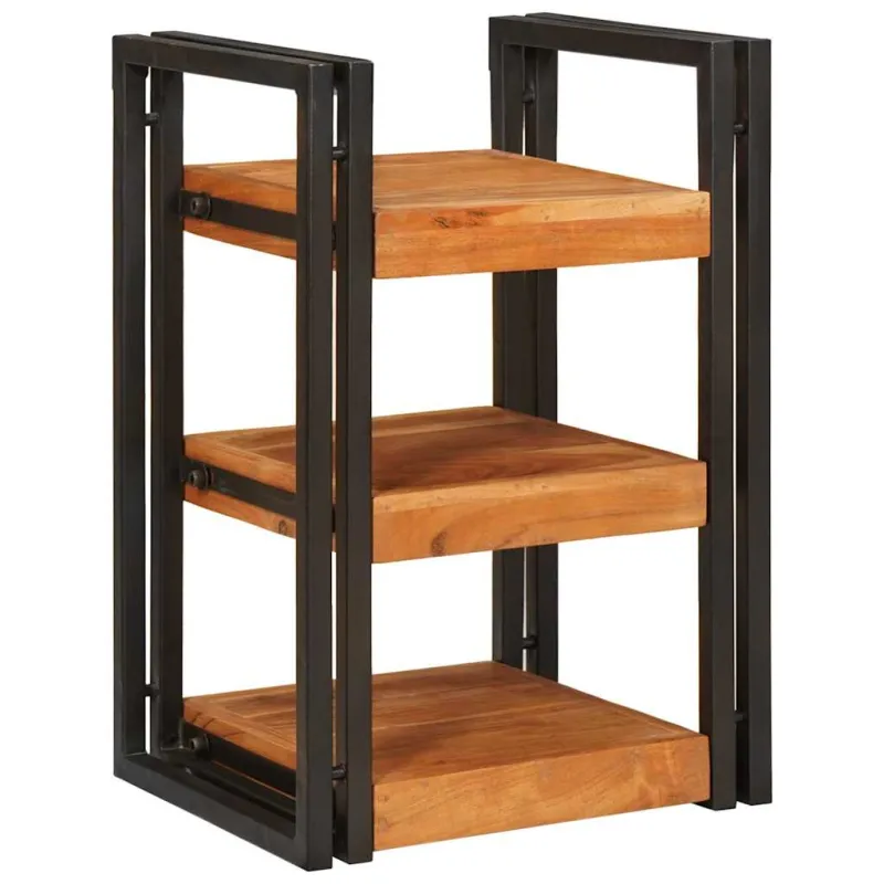 Naktinis staliukas 2 pcs Ruda ir juoda Solu medžio acacija