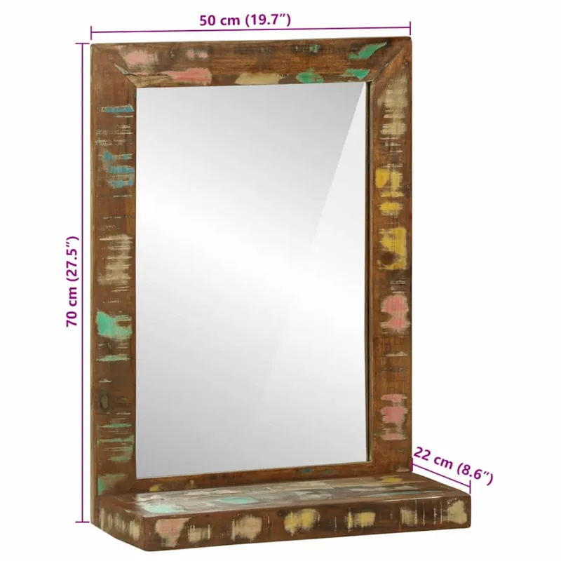 Vonios veidrodis Ruda 50 x 22 x 70 cm Kietas atkurtas medis