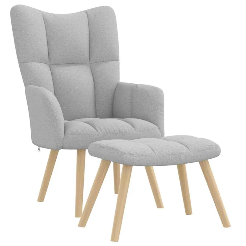 Atpalaiduojanti kėdė su Footstool Cloud Grey audiniu