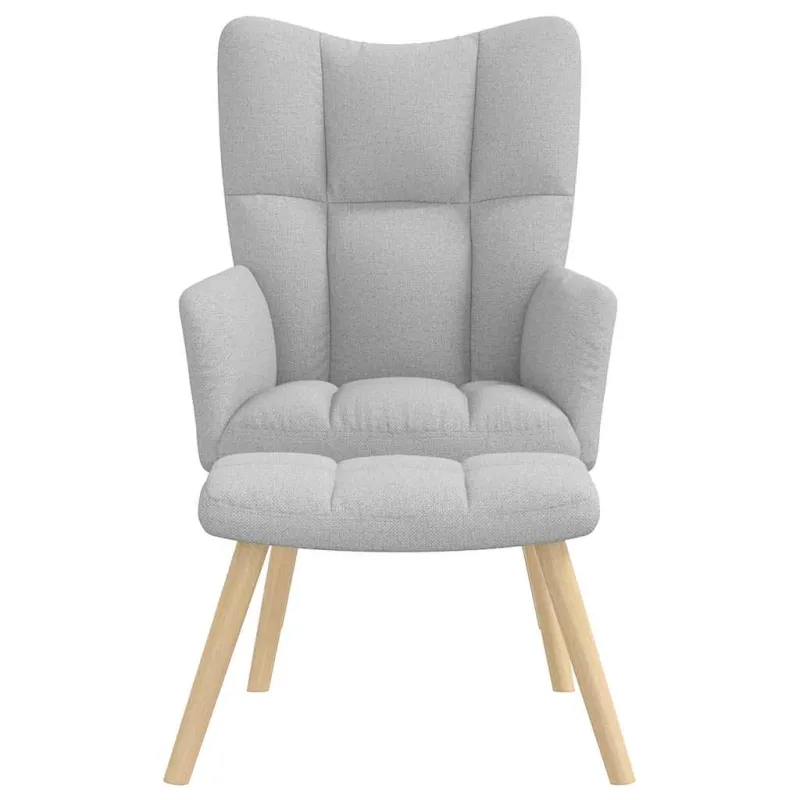 Atpalaiduojanti kėdė su Footstool Cloud Grey audiniu