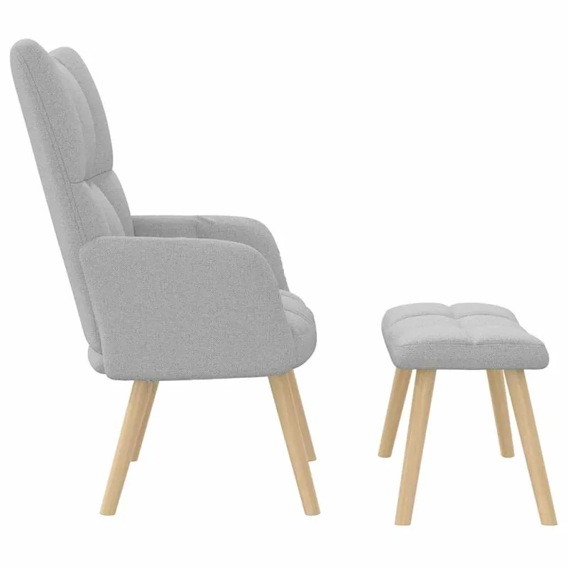 Atpalaiduojanti kėdė su Footstool Cloud Grey audiniu