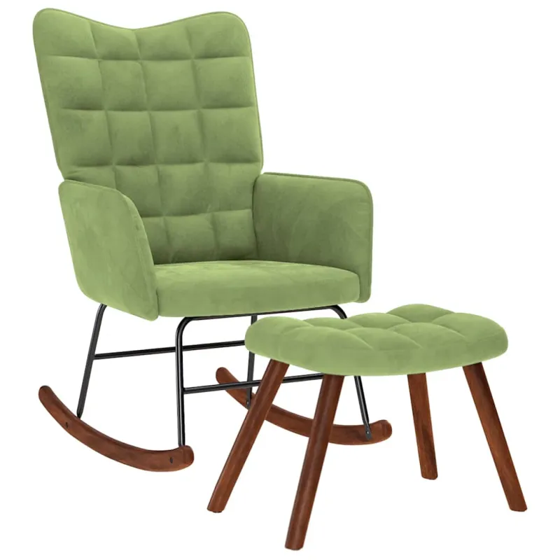 supama kėdė su taburete Light Green Velvet