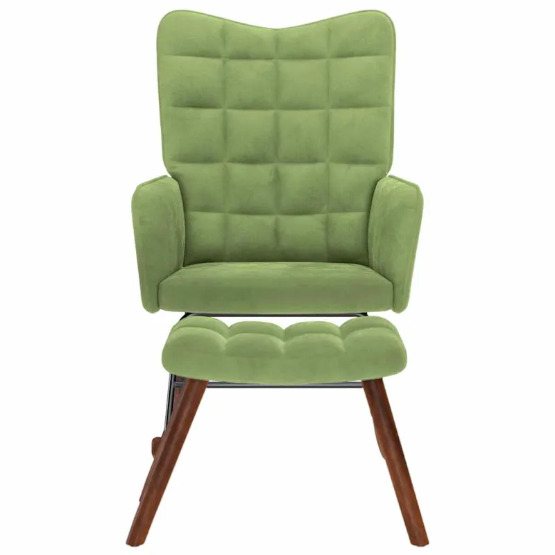 supama kėdė su taburete Light Green Velvet