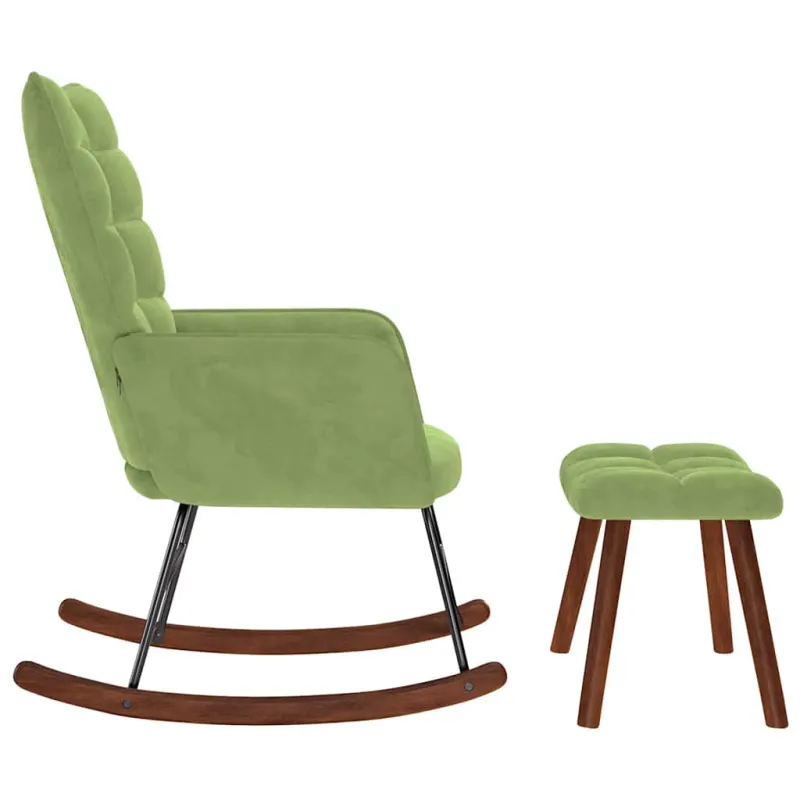 supama kėdė su taburete Light Green Velvet