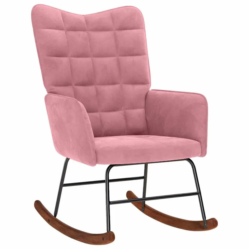 supama kėdė su taburete Pink Velvet