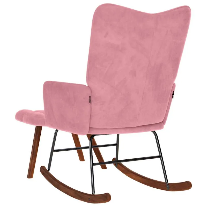 supama kėdė su taburete Pink Velvet
