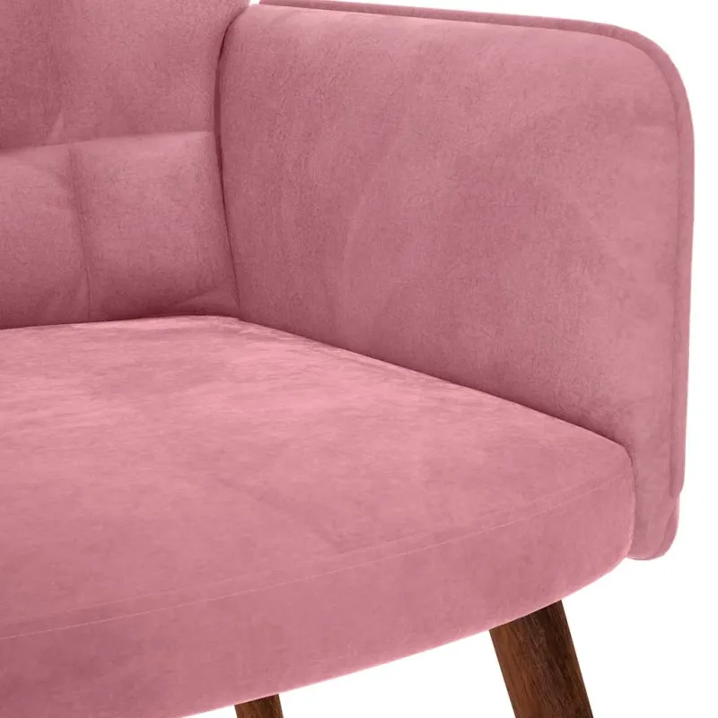 supama kėdė su taburete Pink Velvet