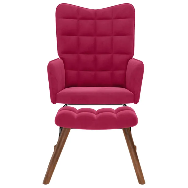 supama kėdė su taburete Wine Red Velvet