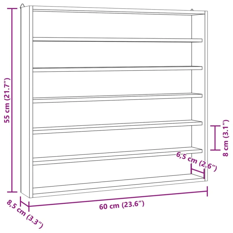 medinis kolektoriaus vitrinas su 6 lentynomis, 60x8,5x55 cm