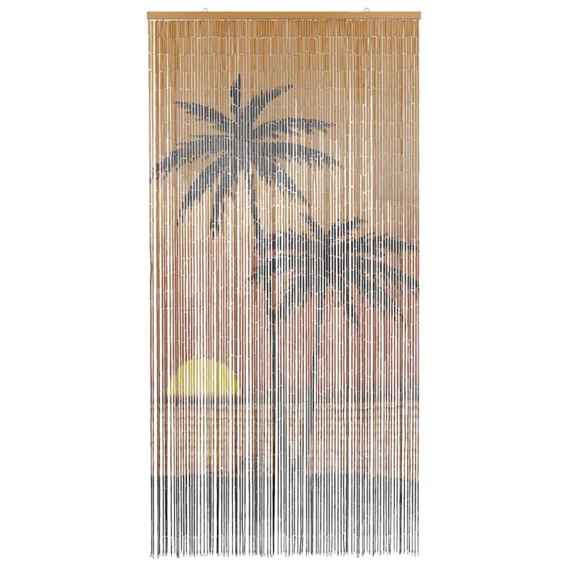 Vabzdžių durų užuolaidos, palmės spaudinys, 90x220cm, bambukas