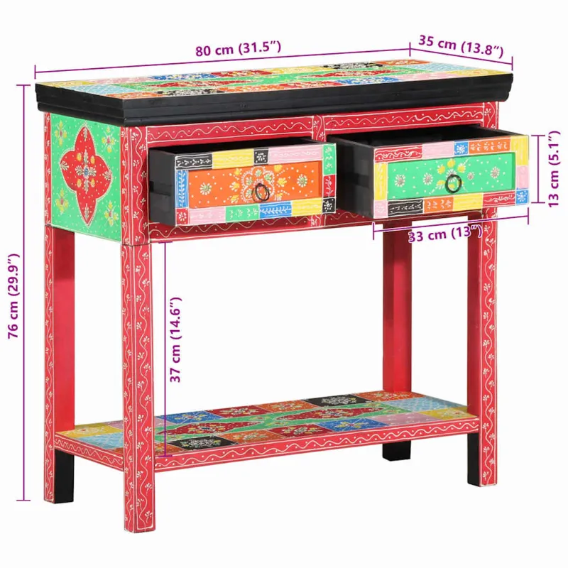 Konsolinis stalas su stalčių Įvairiaspalvis 80 x 35 x 76 cm