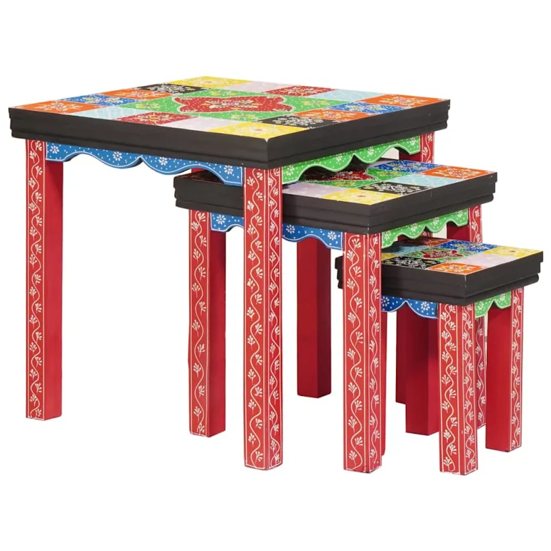 Kvadratinis stalas 3 pcs Įvairiaspalvis