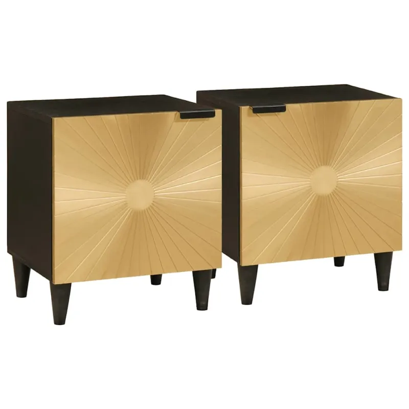Šalia lovos spintelė 2 pcs Juodas ir auksinis 40 x 33 x 46 cm