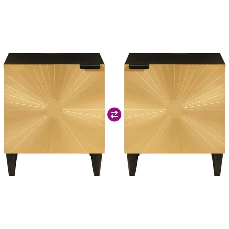 Šalia lovos spintelė 2 pcs Juodas ir auksinis 40 x 33 x 46 cm