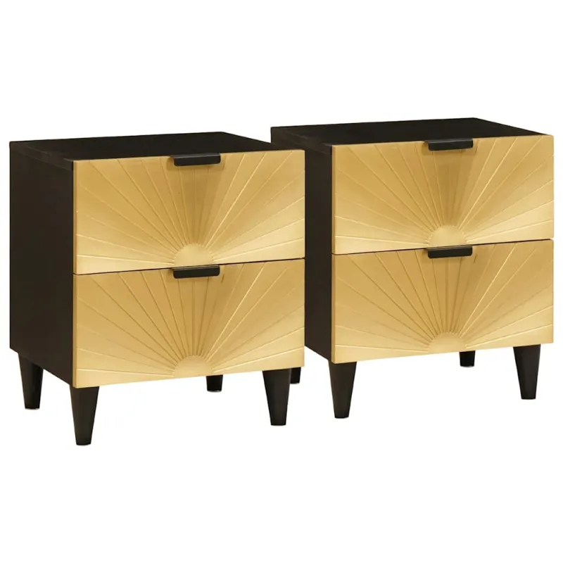 Šalia lovos spintelė 2 pcs Juodas ir auksinis 40 x 33 x 46 cm