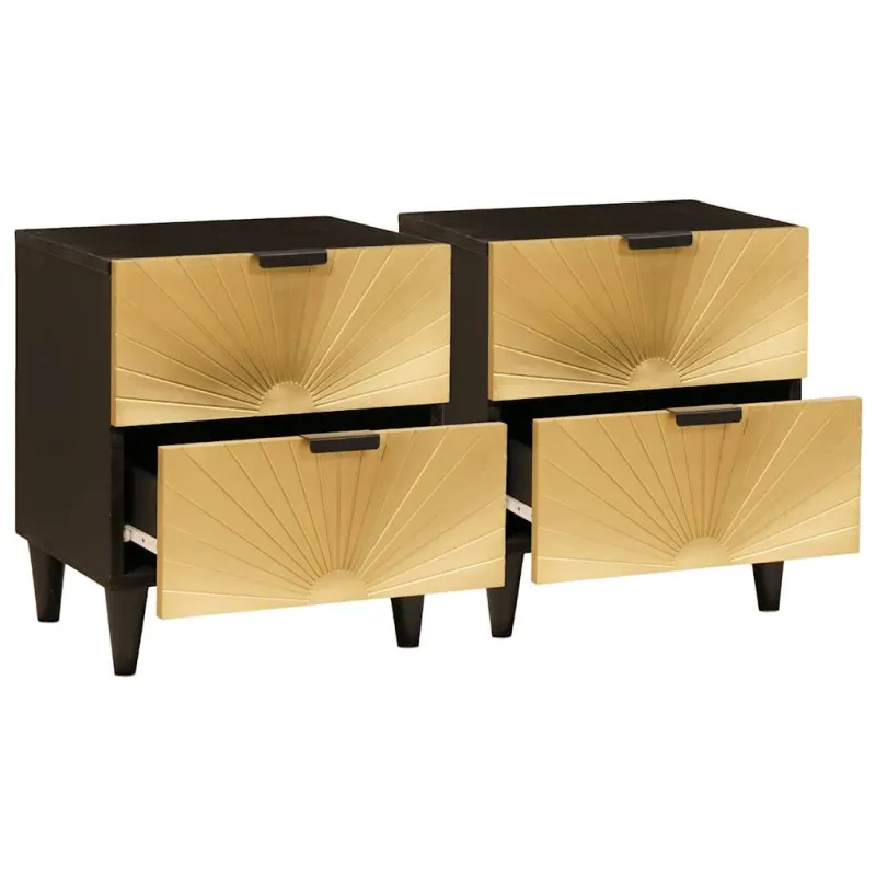Šalia lovos spintelė 2 pcs Juodas ir auksinis 40 x 33 x 46 cm