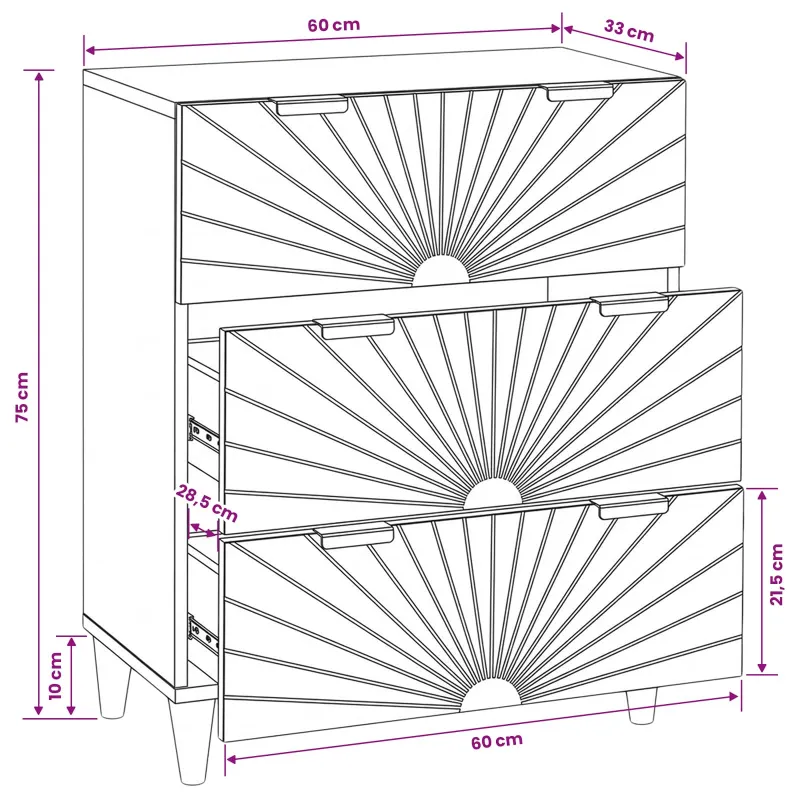 Kabalas Juodas ir auksinis 60 x 33 x 75 cm Kietas mango medis