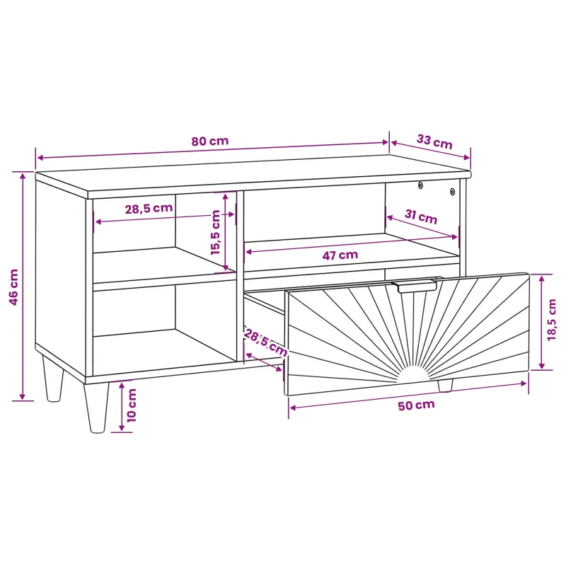 Televizoriaus spintelė Juodas ir auksinis 80 x 33 x 46 cm