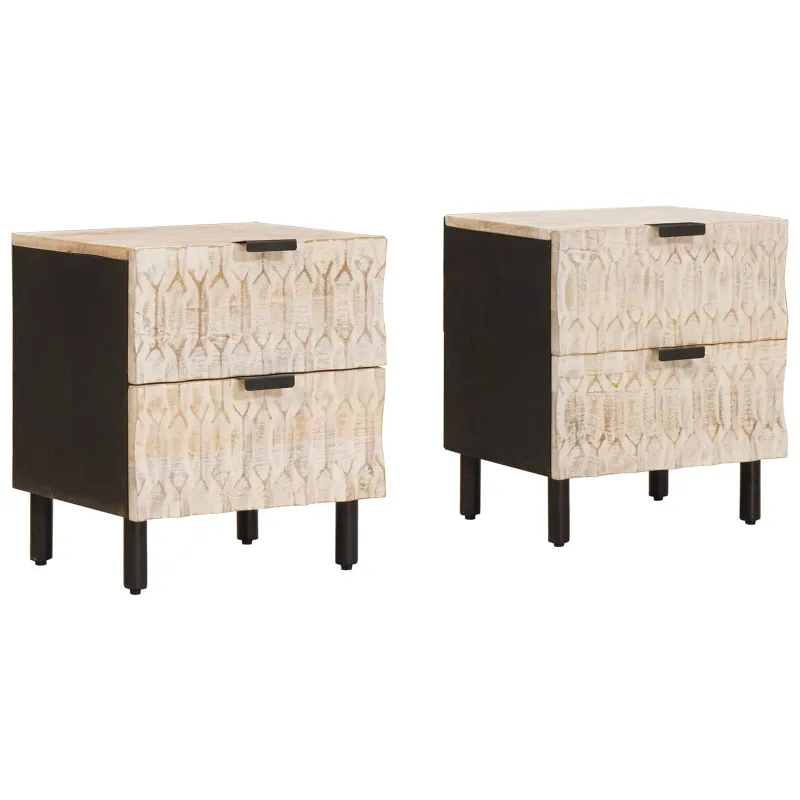 Šalia lovos spintelė su stalčių 2 pcs Balta 40 x 33 x 46 cm