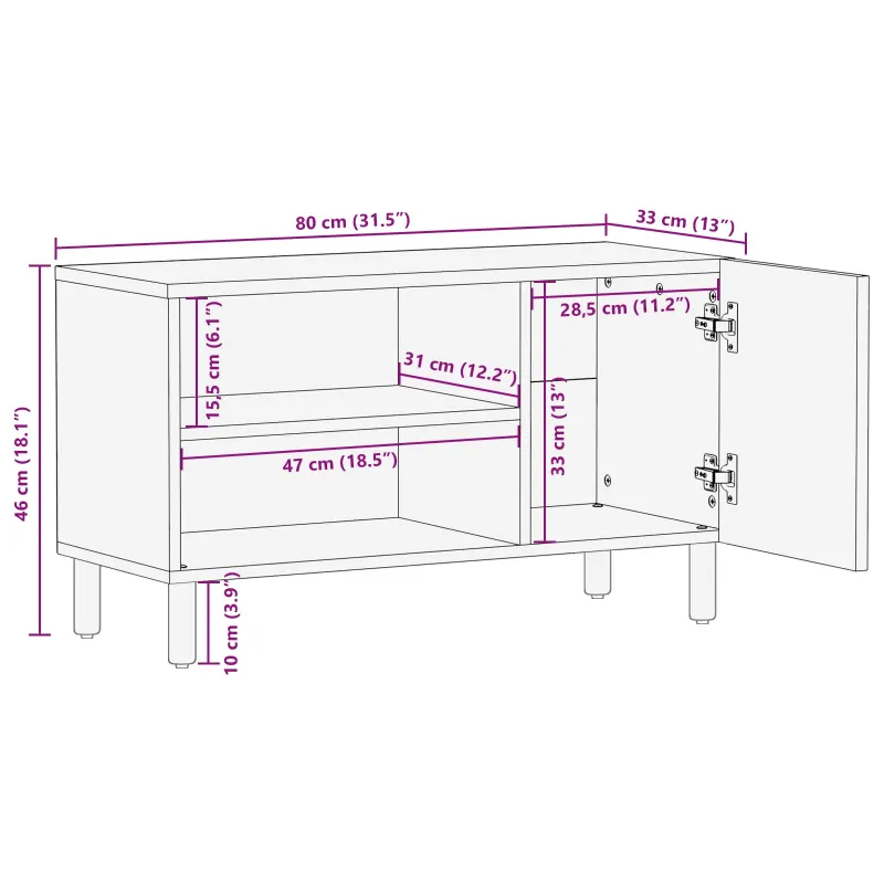 Televizoriaus spintelė Baltos skalbimo apdaila 80 x 33 x 46 cm