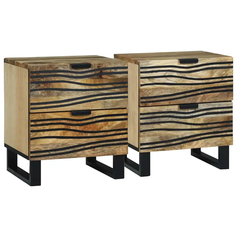 Šalia lovos spintelė 2 pcs Natūrali 40 x 33 x 46 cm
