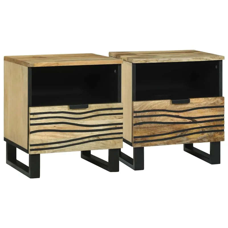 Šalia lovos spintelė 2 pcs Natūrali 40 x 33 x 46 cm