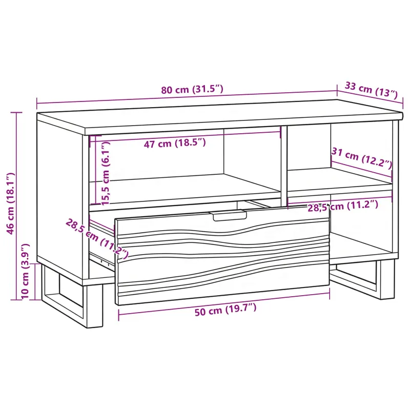 TV vienetai su stalčių Ruda 80 x 33 x 46 cm Apdirbta mediena