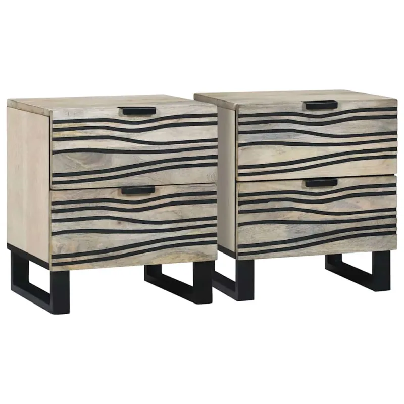 Šalia lovos spintelė 2 pcs Balta 40 x 33 x 46 cm