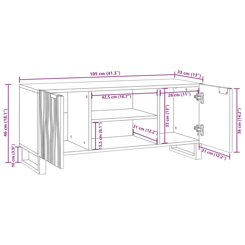 TV vienetai Balta 105 x 33 x 46 cm Apdirbta mediena
