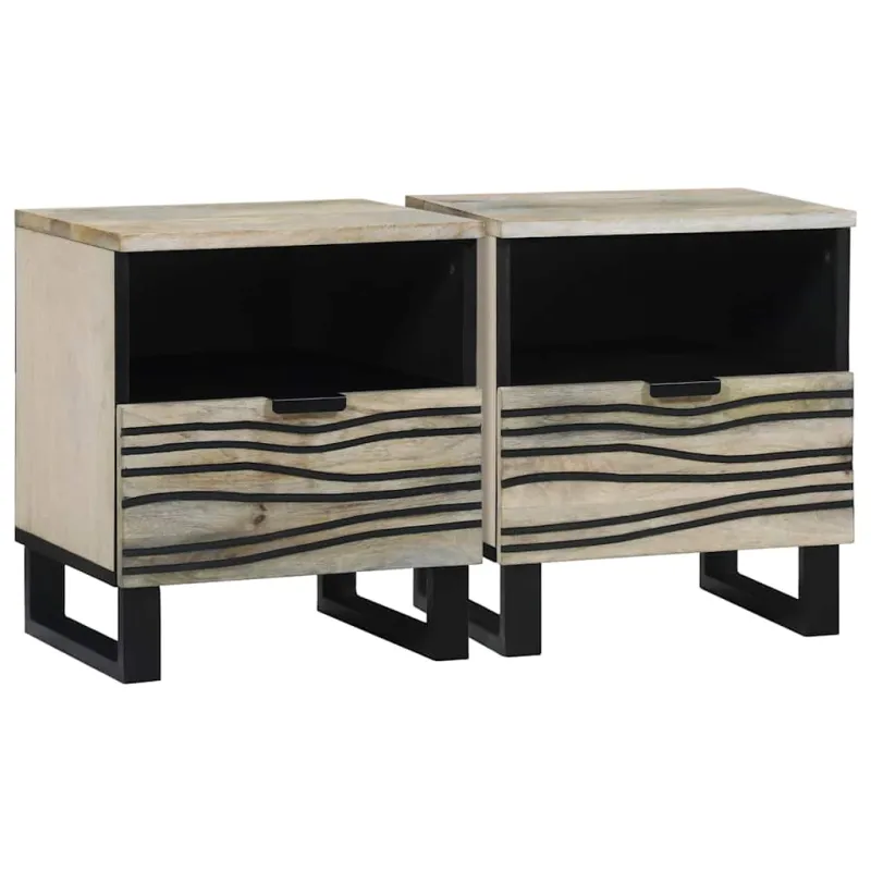 Šalia lovos spintelė 2 pcs Balta 40 x 33 x 46 cm