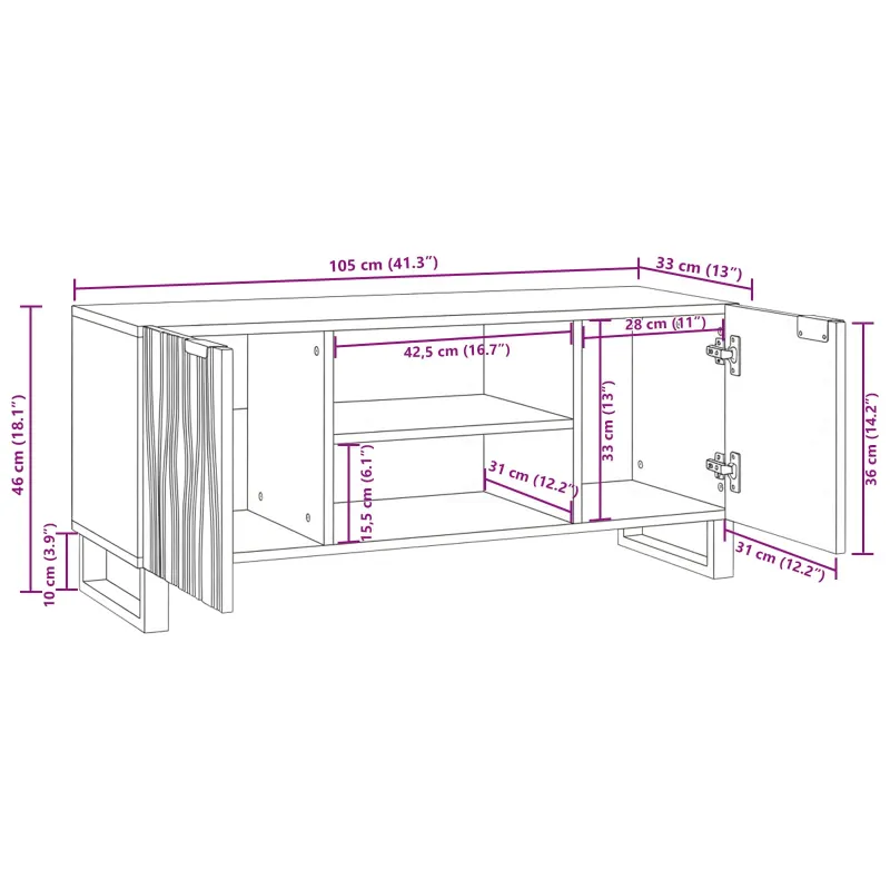 TV vienetai graikinis riešutmedis 105 x 33 x 46 cm