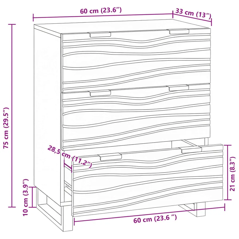 Kabalas Ruda 60 x 33.5 x 75 cm Mango medienos masyvas