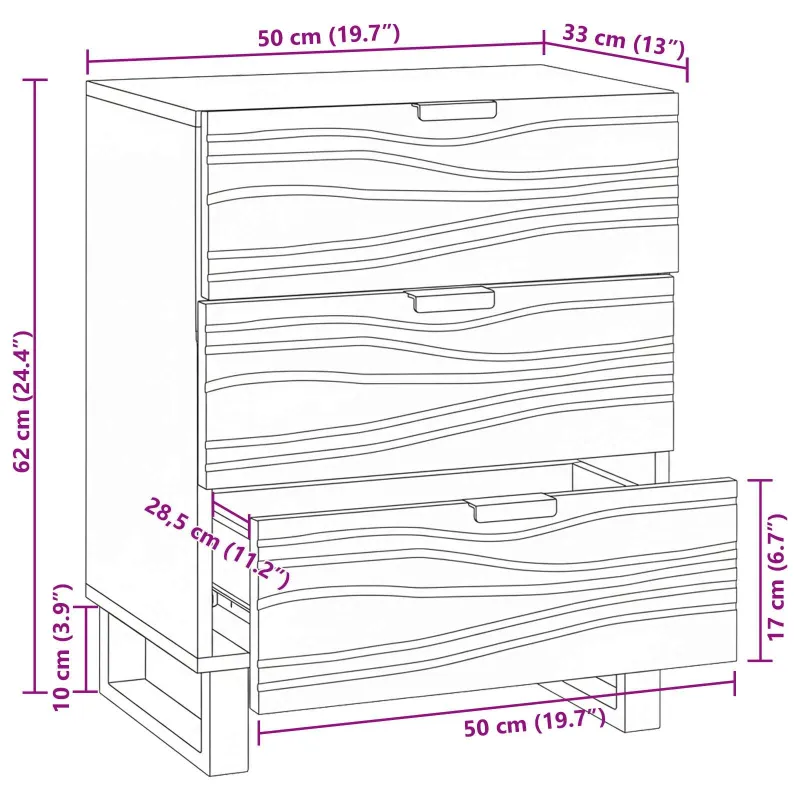 Šalia lovos spintelė graikinis riešutmedis 50 x 33 x 62 cm