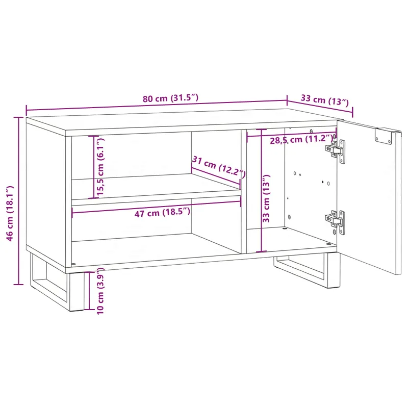TV vienetai graikinis riešutmedis 80 x 33 x 46 cm