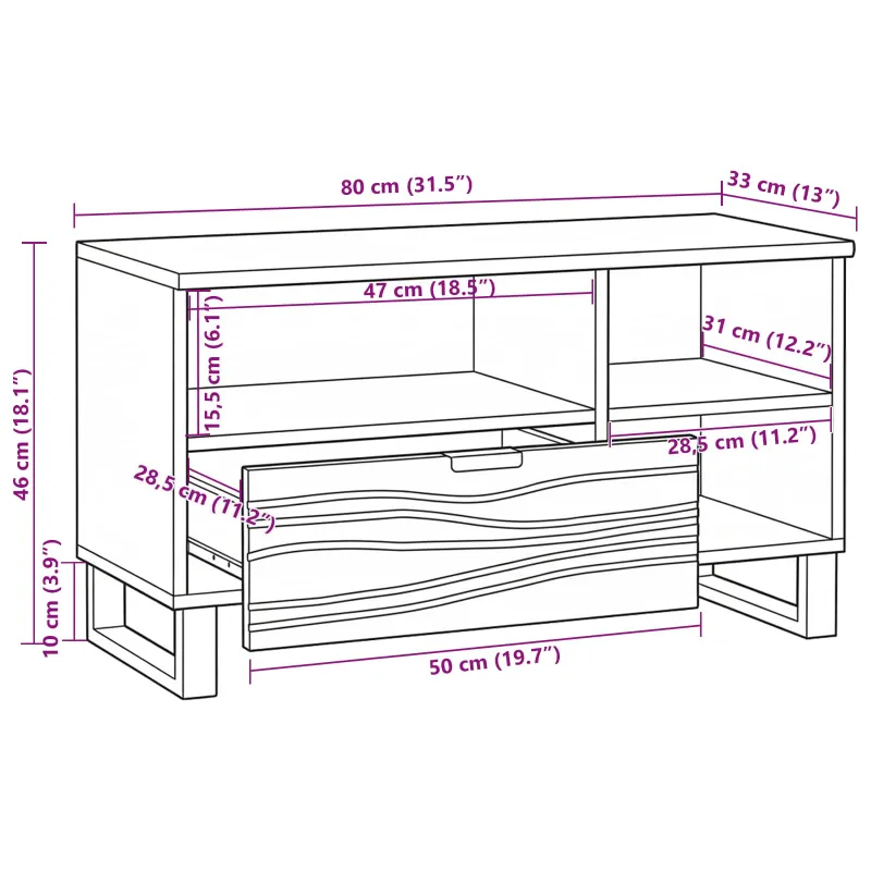 TV vienetai su stalčių graikinis riešutmedis 80 x 33 x 46 cm