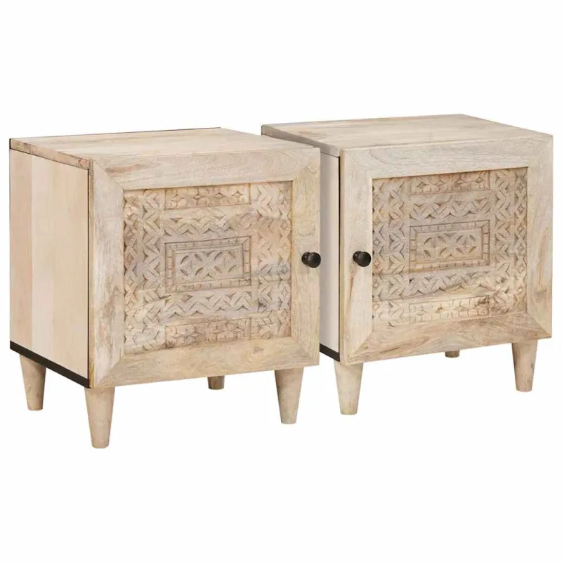Šalia lovos spintelė 2 pcs Balta 80 x 50 x 40 cm