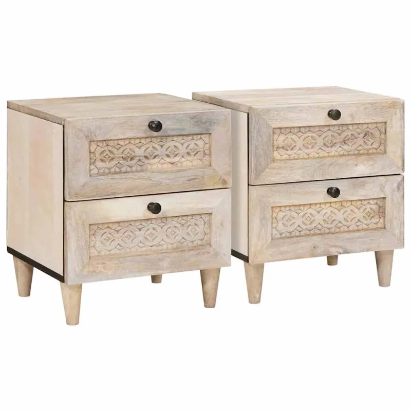 Šalia lovos spintelė 2 pcs Balta 40 x 33 x 46 cm