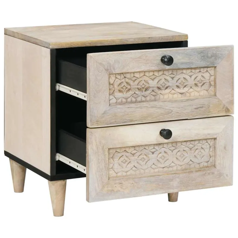 Šalia lovos spintelė 2 pcs Balta 40 x 33 x 46 cm