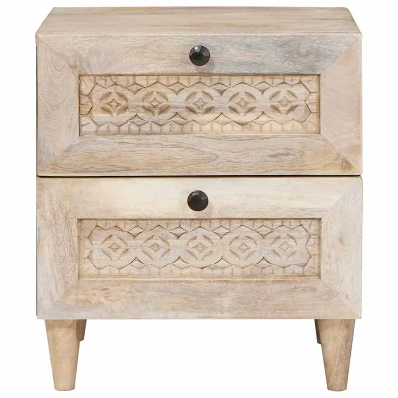 Šalia lovos spintelė 2 pcs Balta 40 x 33 x 46 cm