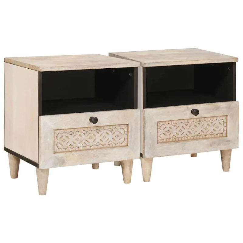 Šalia lovos spintelė 2 pcs Balta 40 x 33 x 46 cm