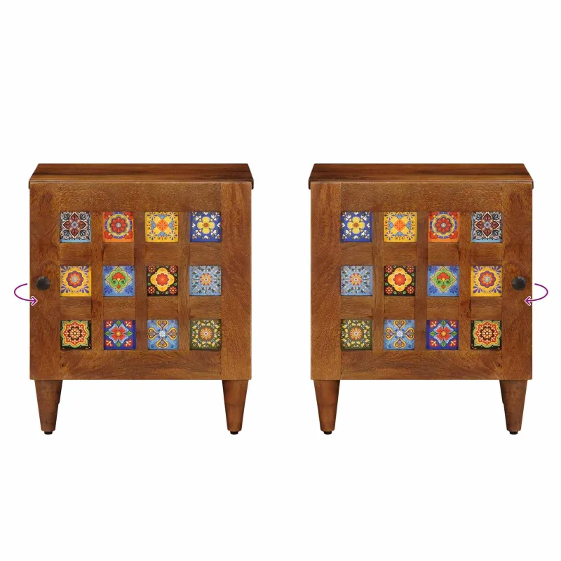 Šalia lovos spintelė 2 pcs Ruda 40 x 33 x 46 cm