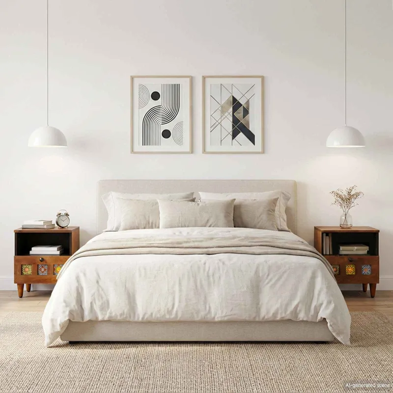 Šalia lovos spintelė su stalčių 2 pcs Ruda 40 x 33 x 46 cm